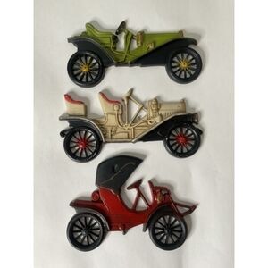 VTG Set of 3 Midwest Cast Metal Antique Car Auto Plaques Decor Wall Hanging